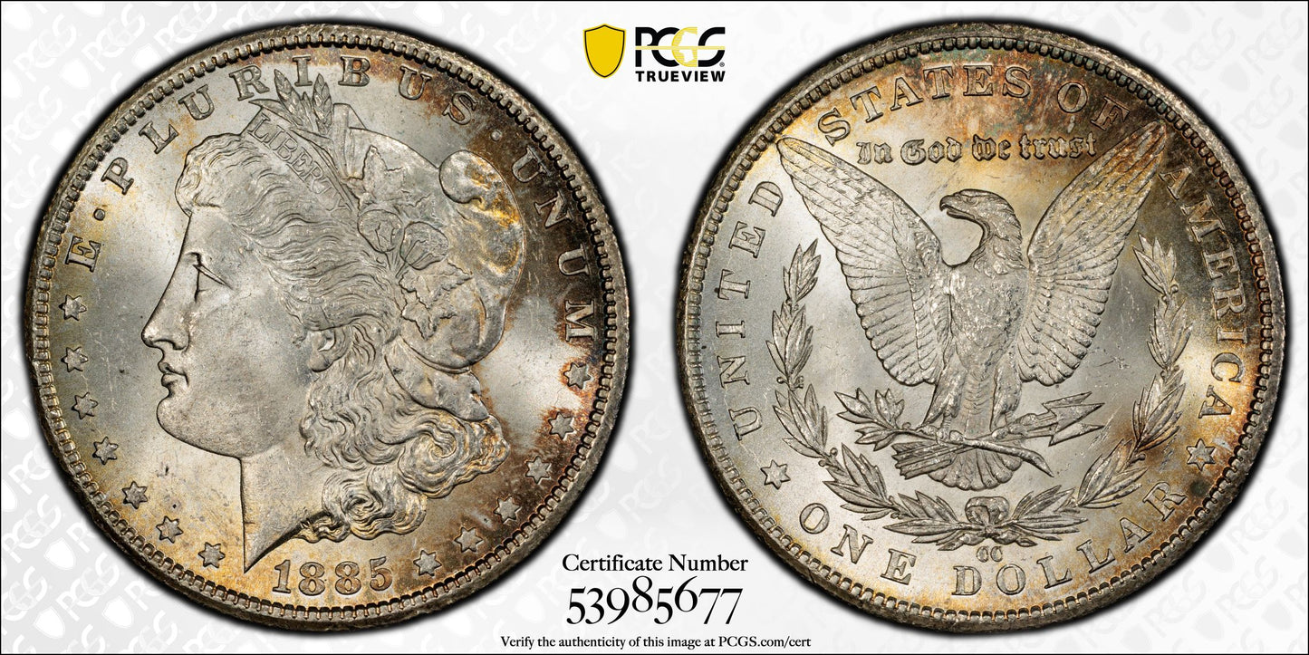 1885-CC Morgan Dollar $1 PCGS MS65