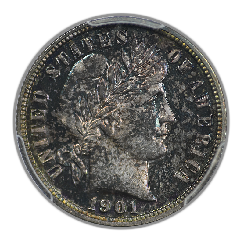 1901 Proof Barber Dime 10C PCGS PR63 - TONED!