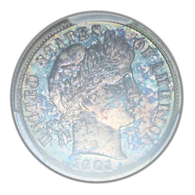 1901 Proof Barber Dime 10C PCGS PR63 - TONED!
