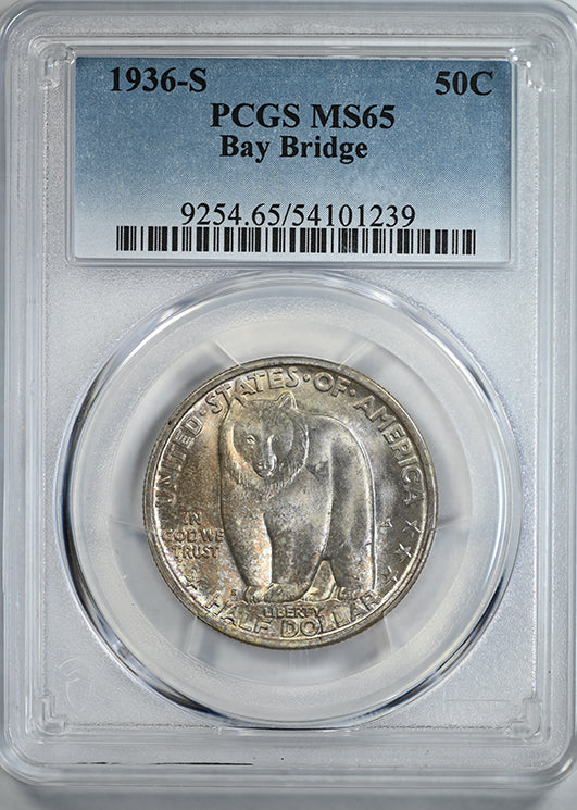 1936-S Bay Bridge Classic Commemorative Half Dollar 50C PCGS MS65