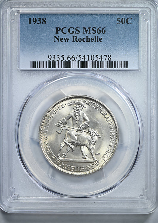 1938 New Rochelle Classic Commemorative Half Dollar 50C PCGS MS66