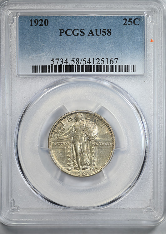 1920 Standing Liberty Quarter 25C PCGS AU58