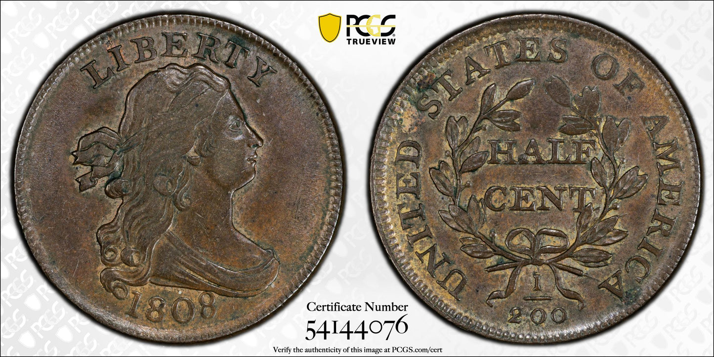 1808 Draped Bust Half Cent 1/2C PCGS MS61BN