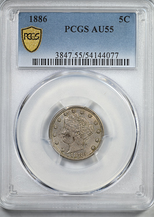 1886 Liberty V-Nickel 5C PCGS AU55