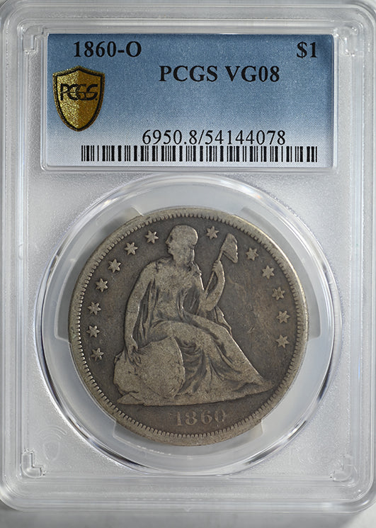 1860-O Liberty Seated Dollar $1 PCGS VG08