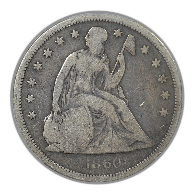 1860-O Liberty Seated Dollar $1 PCGS VG08