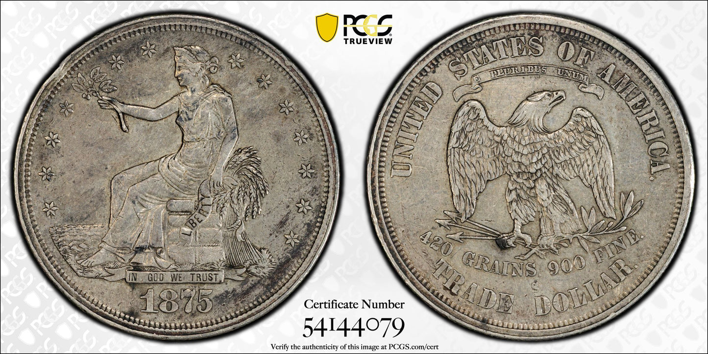 1875-S Trade Dollar T$1 PCGS AU50