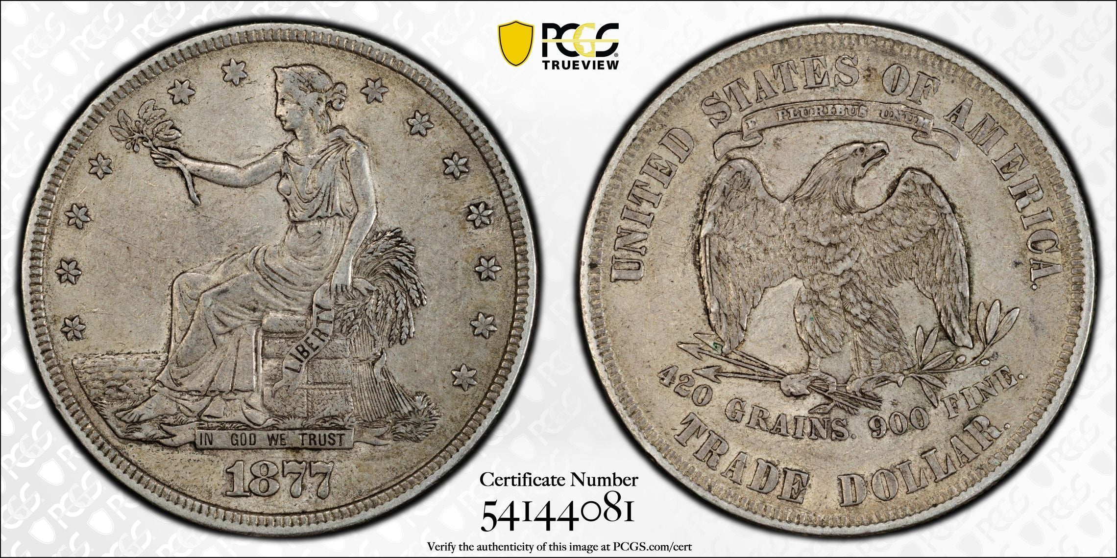 1877 Trade Dollar T$1 PCGS AU53 CAC – Americana Rare Coin