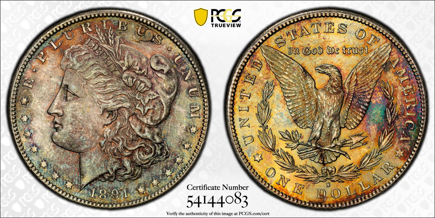 1891-S Morgan Dollar $1 PCGS MS63 - TONED!