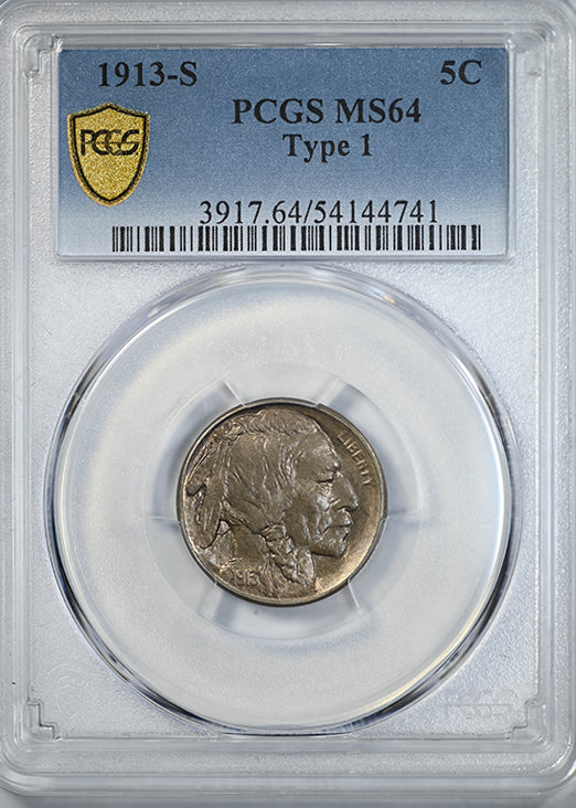 1913-S Type 1 Buffalo Nickel 5C PCGS MS64