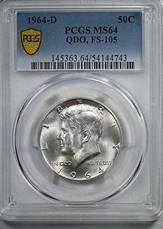 1964-D Quadrupled Die Obverse Kennedy Half Dollar 50C PCGS MS64 QDO FS-105