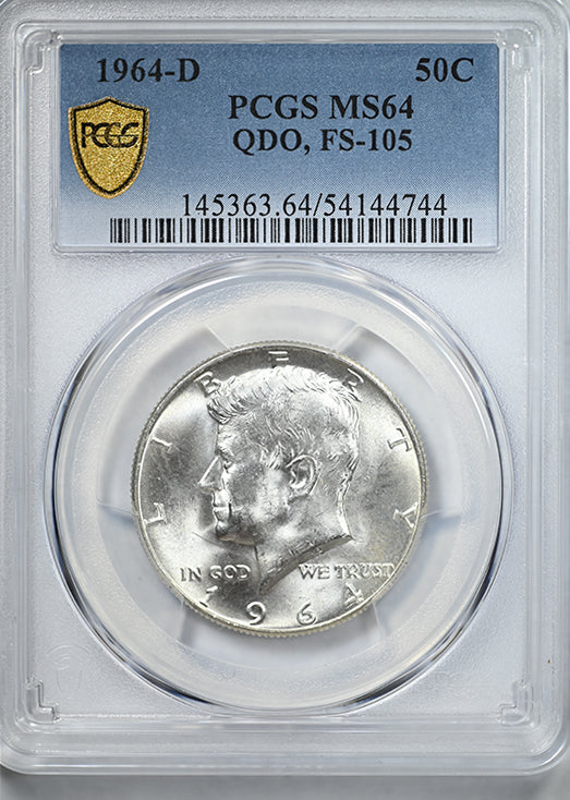 1964-D Quadrupled Die Obverse Kennedy Half Dollar 50C PCGS MS64 QDO FS-105