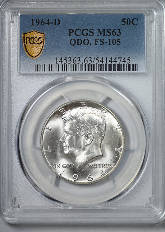 1964-D Quadrupled Die Obverse Kennedy Half Dollar 50C PCGS MS63 QDO FS-105