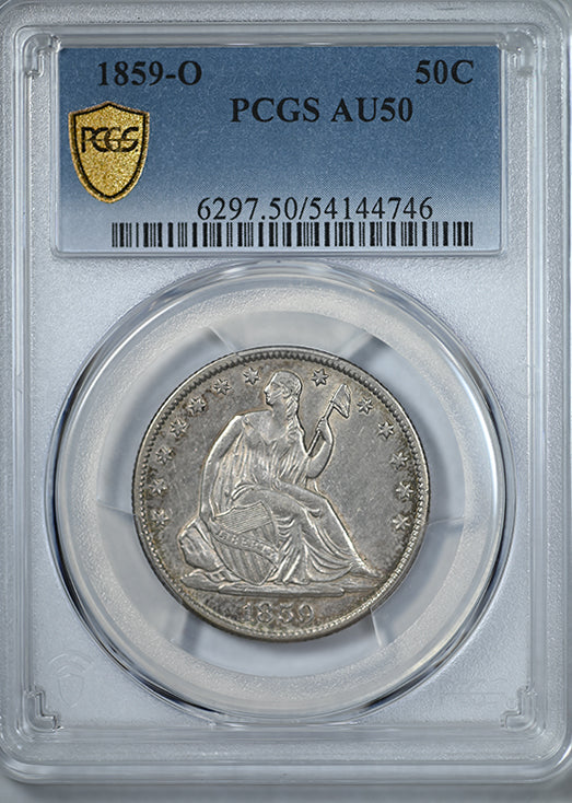 1859-O Liberty Seated Half Dollar 50C PCGS AU50
