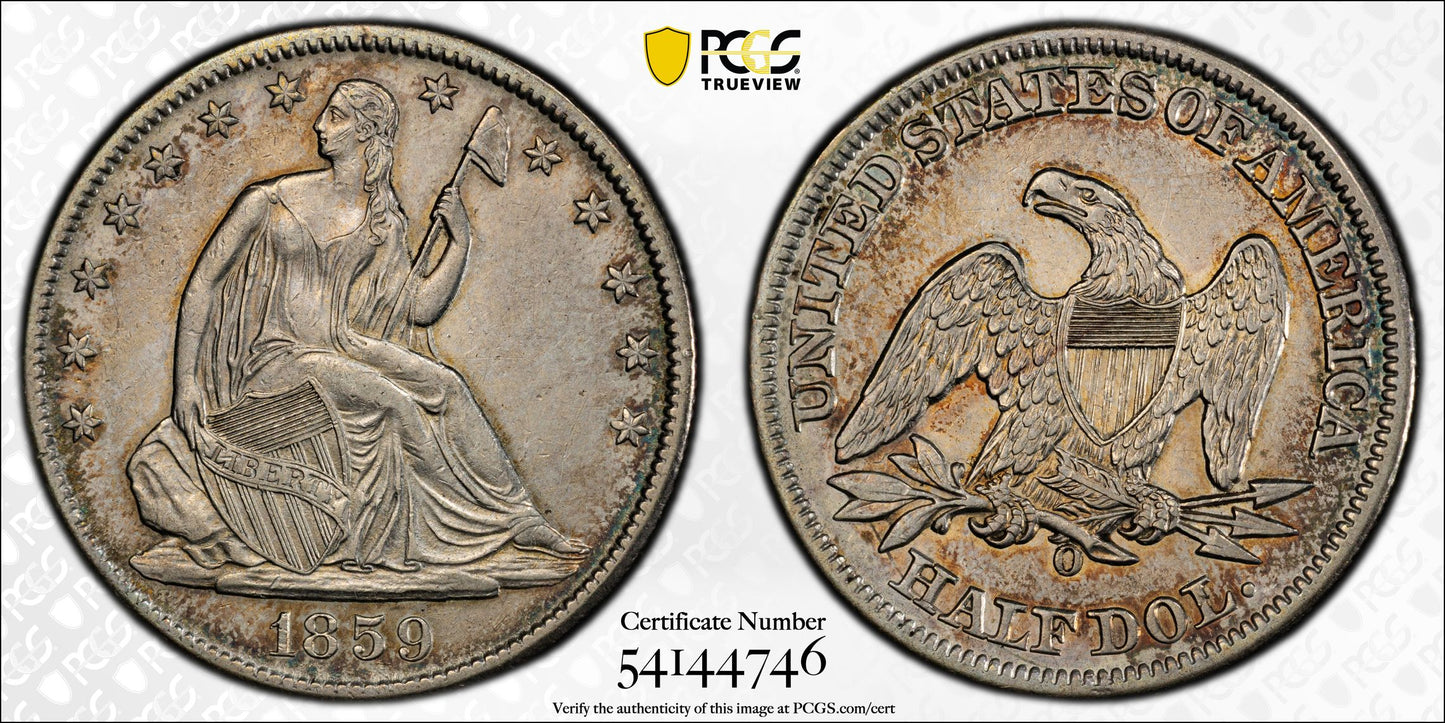 1859-O Liberty Seated Half Dollar 50C PCGS AU50