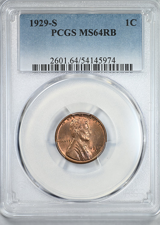 1929-S Lincoln Wheat Cent 1C PCGS MS64RB