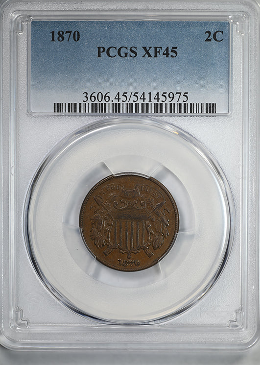 1870 Two Cent Piece 2C PCGS XF45