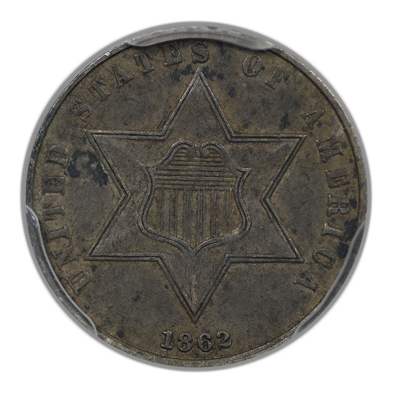 1862 Three Cent Silver Piece 3CS PCGS XF45