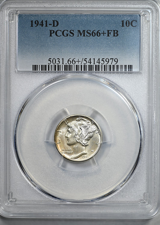 1941-D Mercury Dime 10C PCGS MS66+FB - Full Bands