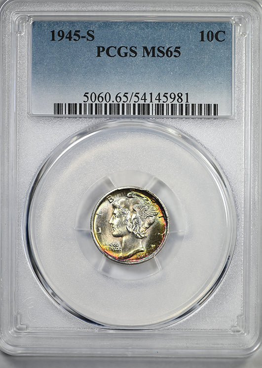 1945-S Mercury Dime 10C PCGS MS65 - TONED!