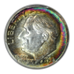 1958 Roosevelt Dime 10C PCGS AU58 - RAINBOW TONED!