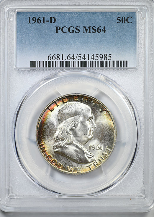 1961-D Franklin Half Dollar 50C PCGS MS64 - TONED!