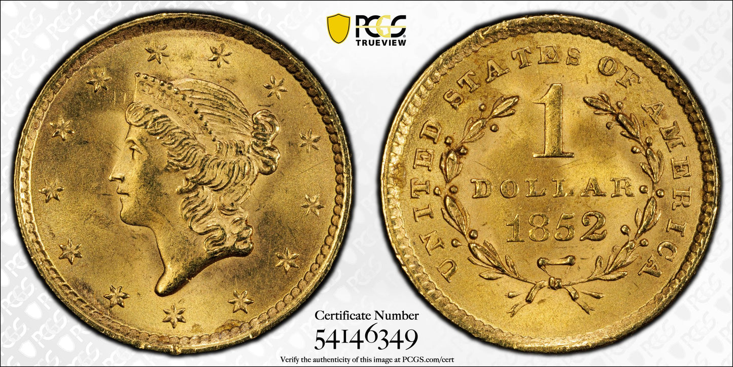 1852 Type 1 Liberty Head Gold Dollar G$1 PCGS MS65