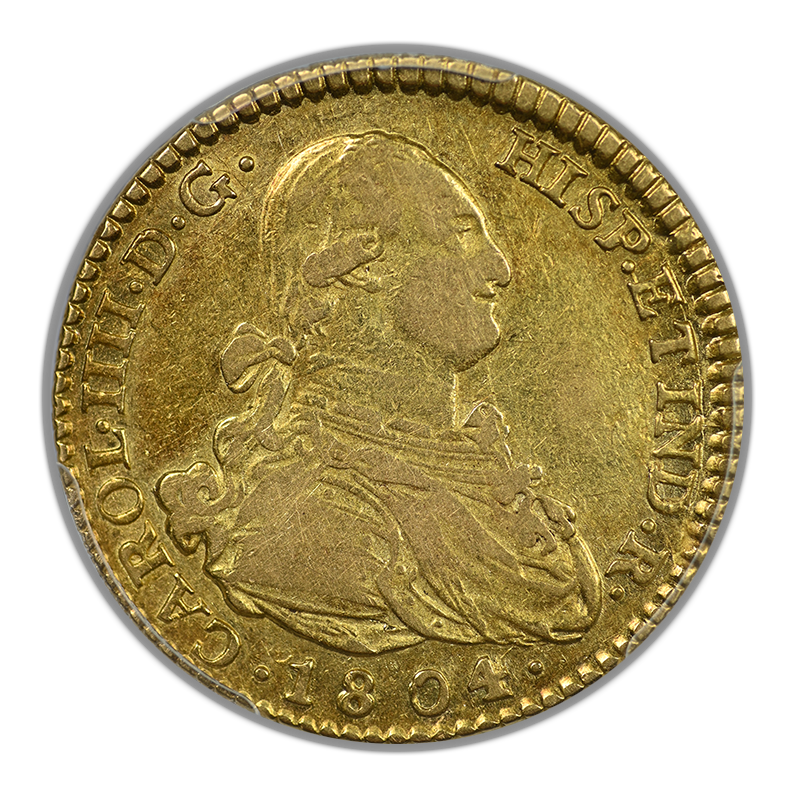 1804-M FA Spain Gold 2 Escudos PCGS XF40 Calico-1310