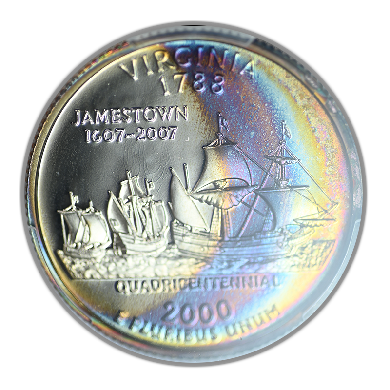2000-S Proof Virginia Washington Quarter 25C PCGS PR68DCAM Deep Cameo - TONED!