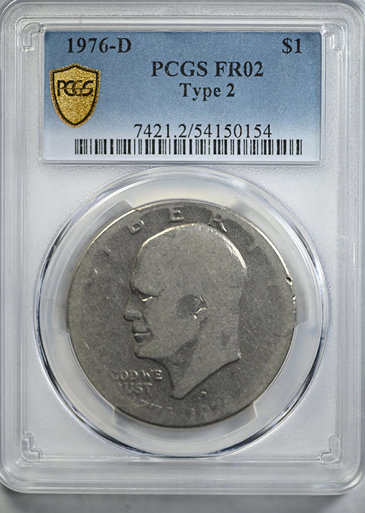 1976-D Type 2 Clad Eisenhower Ike Dollar $1 PCGS FR02 - Lowball