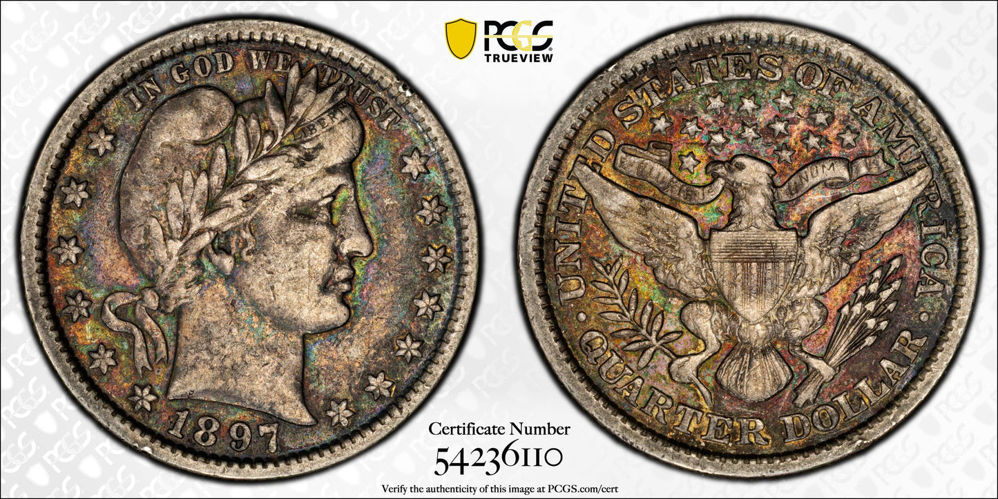 1897 Barber Quarter 25C PCGS XF40 - TONED!