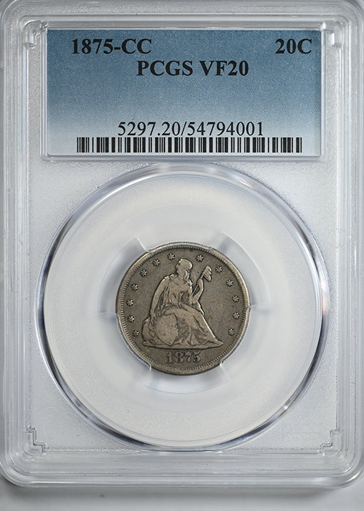 1875-CC Twenty Cent Piece 20C PCGS VF20