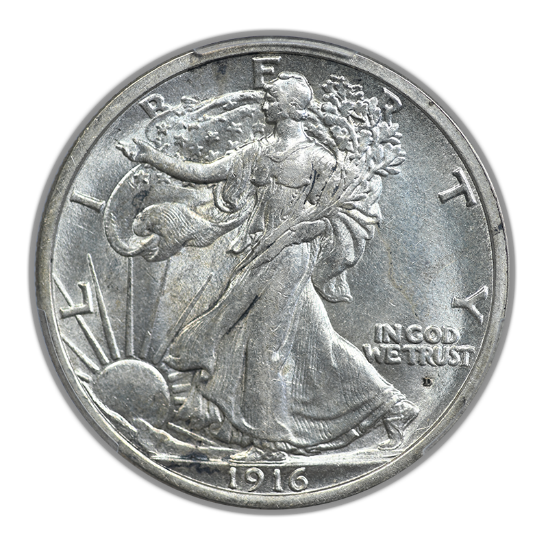 1916-D Walking Liberty Half Dollar 50C PCGS AU58