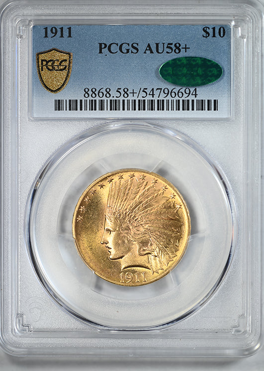 1911 Indian Head Gold Eagle $10 PCGS AU58+ CAC