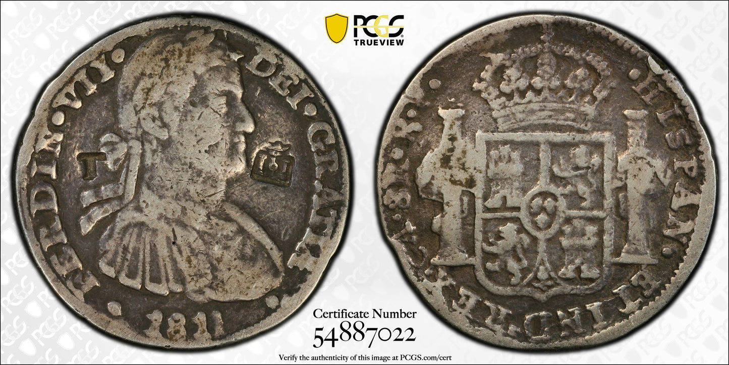 1811-CA RP Mexico Chihuahua 8R Reales PCGS F15 - C8.1.1 T & Pomegranate C/M's Countermark