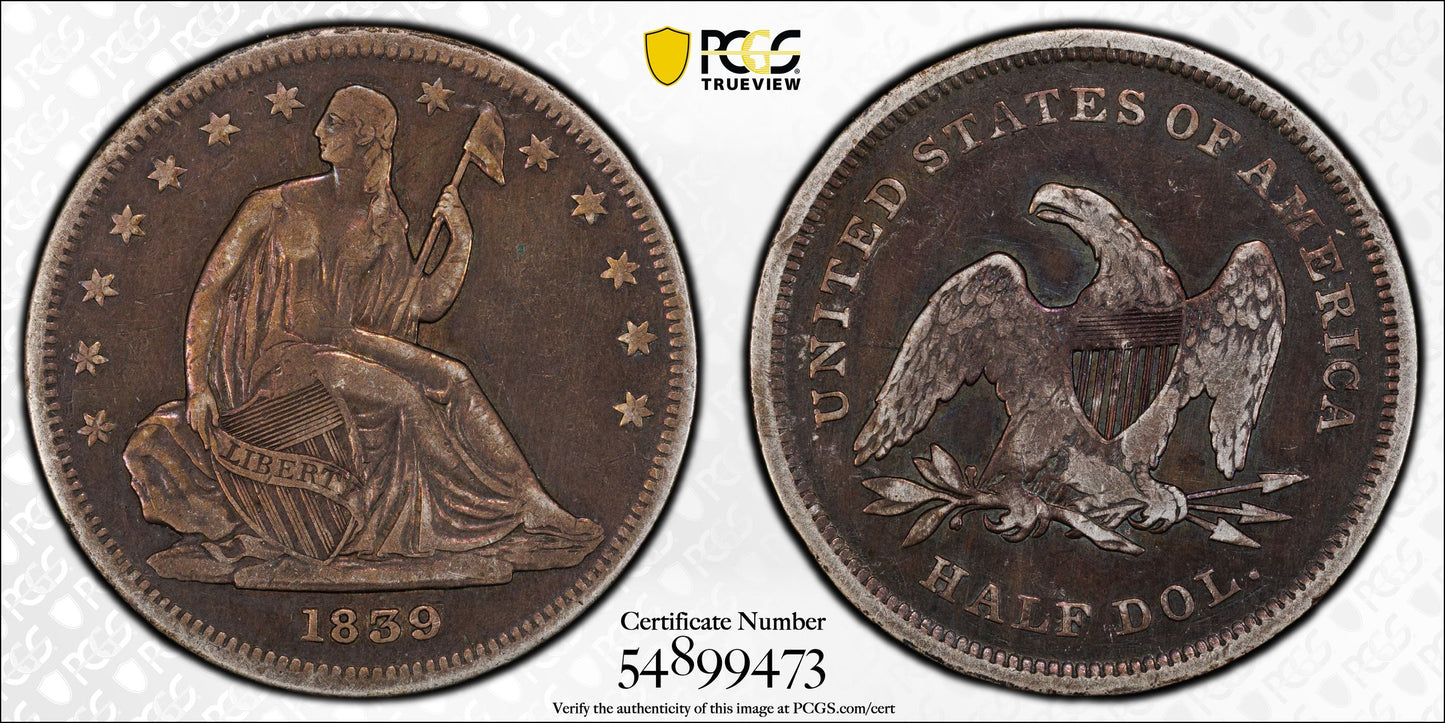 1839 Liberty Seated Half Dollar 50C PCGS VF25 - No Drapery