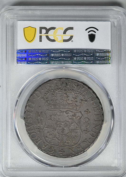 1761-Mo MM Mexico Pillar Dollar 8R Reales PCGS AU50 Calico-1075 + Between H I