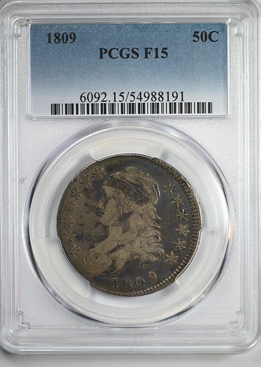 1809 Capped Bust Half Dollar 50C PCGS F15