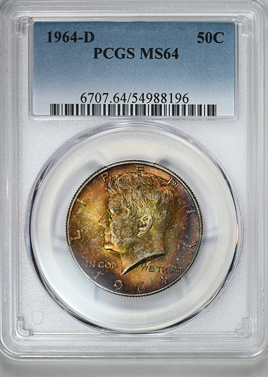 1964-D Kennedy Half Dollar 50C PCGS MS64 - TONED!