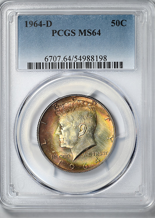 1964-D Kennedy Half Dollar 50C PCGS MS64 - TONED!