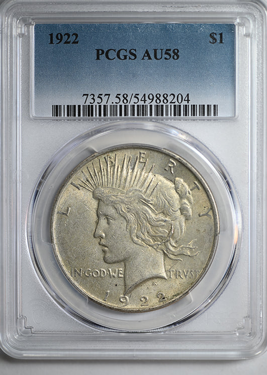 1922 Peace Dollar $1 PCGS AU58 - VAM 2C Extra Hair