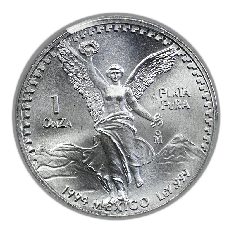 1994-Mo Mexico Silver Libertad 1 Onza PCGS MS67