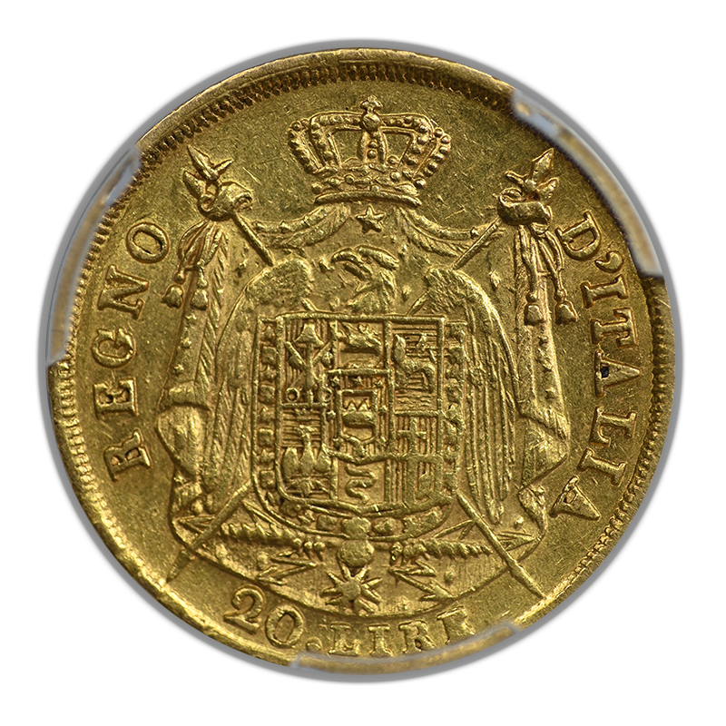 1809-M Italy-Napoleon Gold 20L Lire PCGS AU50 - 5 Pt. Star