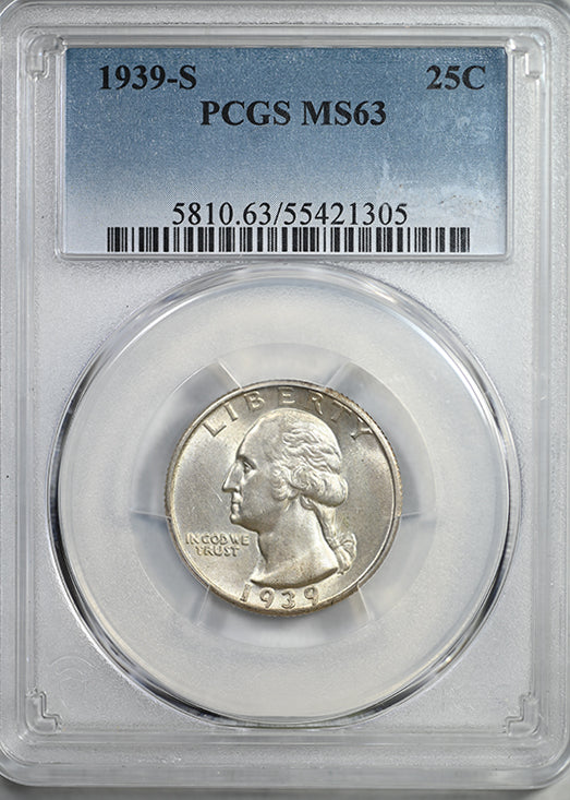 1939-S Washington Quarter 25C PCGS MS63