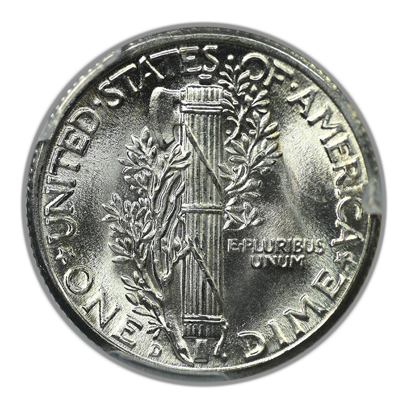 1944-D Mercury Dime 10C PCGS MS67FB - Full Bands