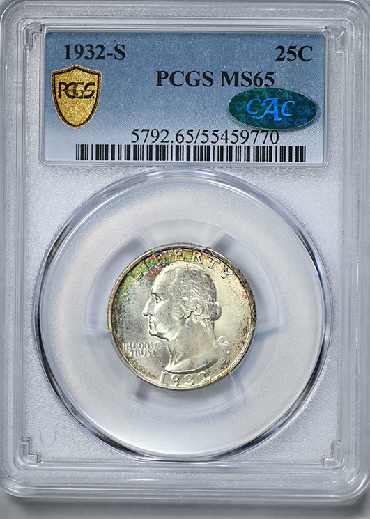 1932-S Washington Quarter 25C PCGS MS65 CAC