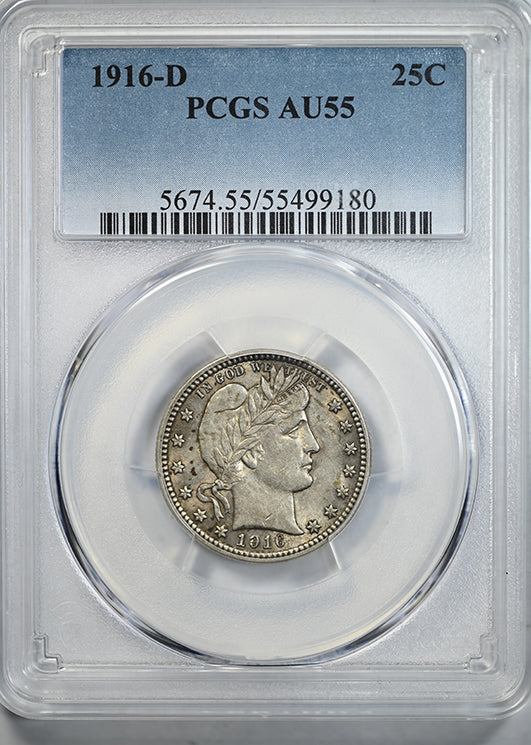 1916-D Barber Quarter 25C PCGS AU55