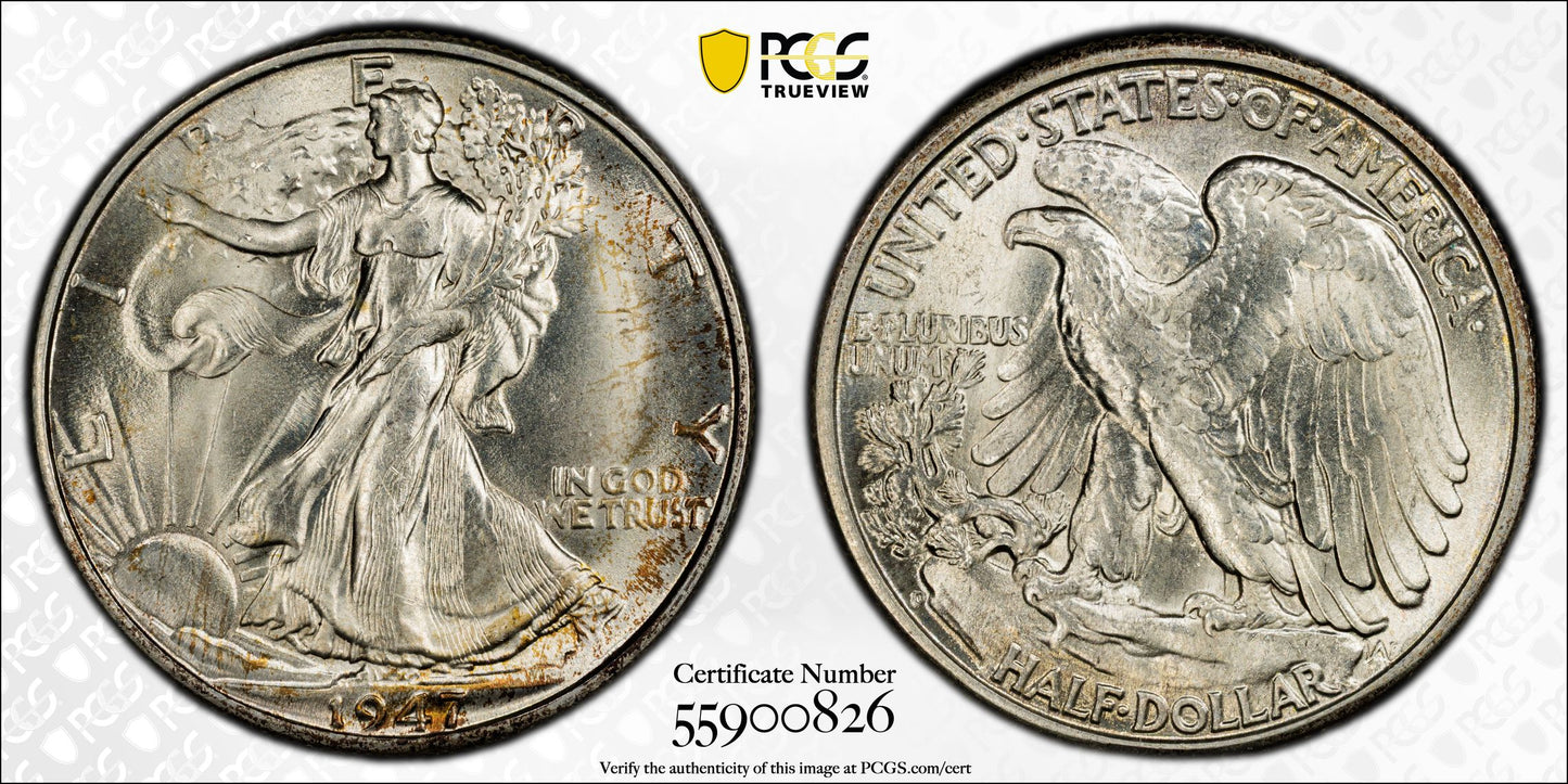 1947-D Walking Liberty Half Dollar 50C PCGS MS66