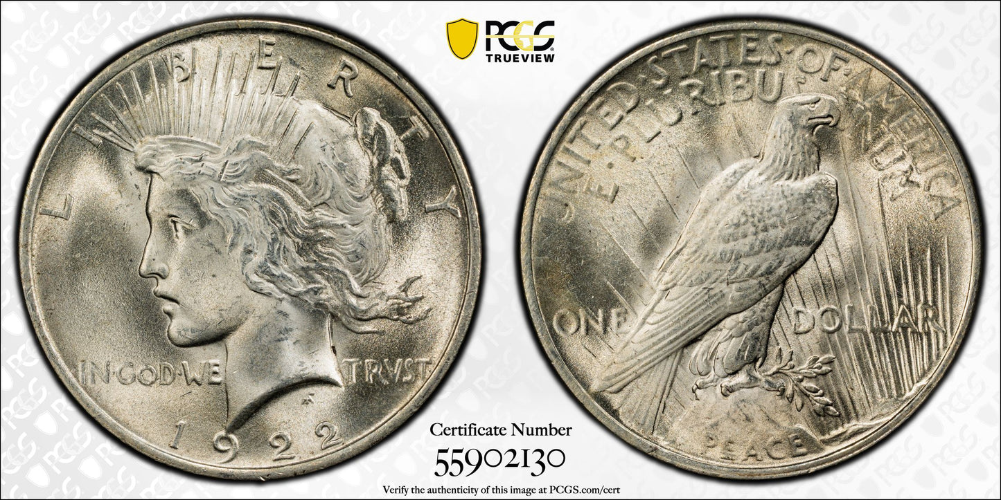 1922 Peace Dollar $1 PCGS MS65