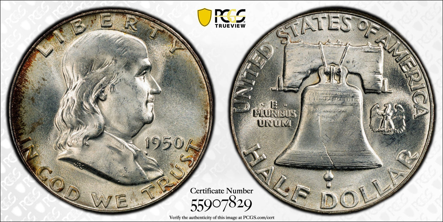 1950 Franklin Half Dollar 50C PCGS MS66+FBL - Full Bell Lines